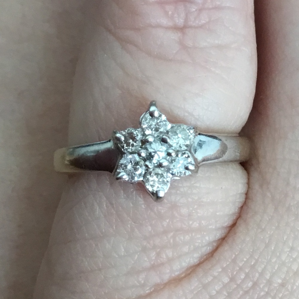 🌟Floral Diamond Engagement Ring 14k White Gold